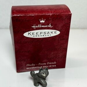 Hallmark Keepsake Ornament 2000 Frosty Friends Pewter Husky Miniature Mini Dog